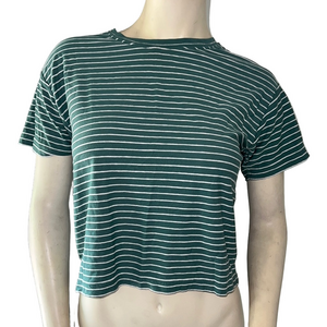 Marine Layer Green and White Striped Short Sleeve Tee